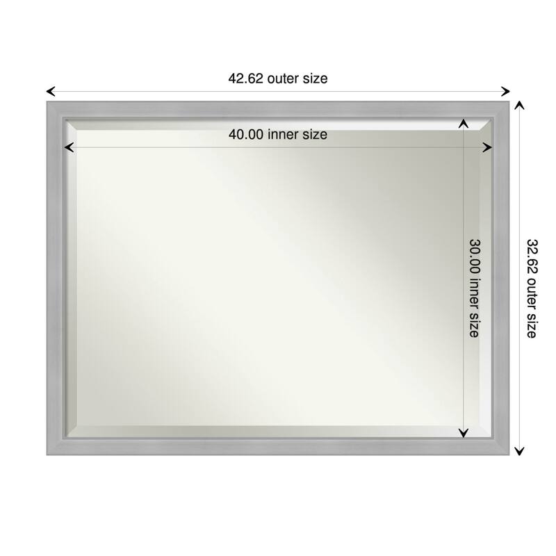 Beveled Wall Mirror - Vista Brushed Nickel Narrow Frame - Vista Brushed Nickel Narrow - 42.5 x 32.5-inch