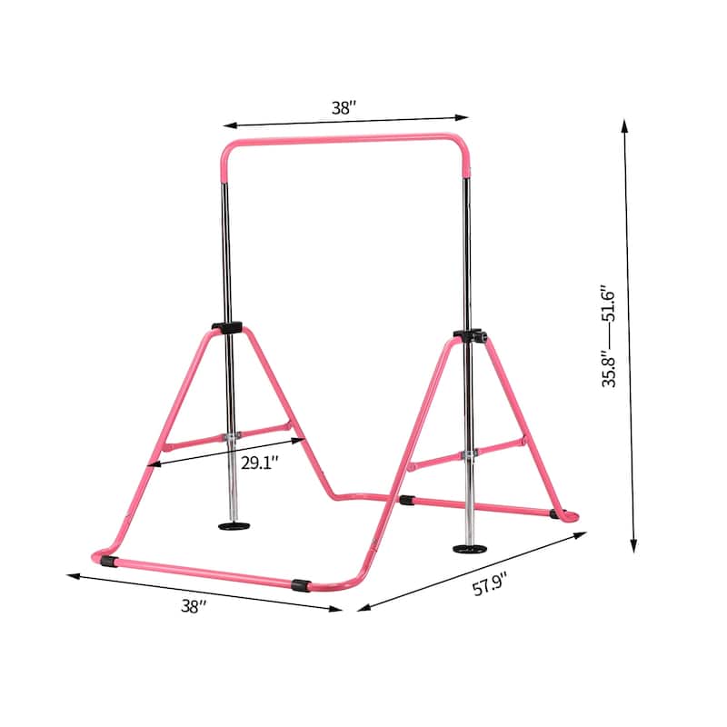Zenova Gymnastics Bars Kids Kip Junior Training Bars for Home, Folding Horizontal Bars with 5 Adjustable Height