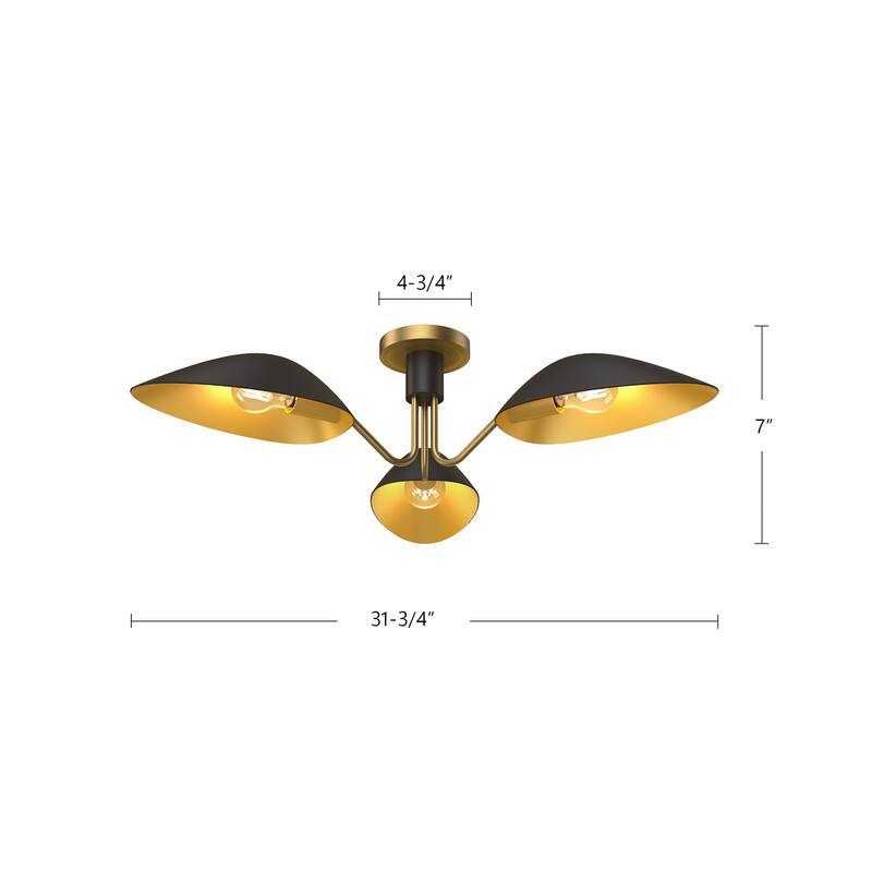 Alora Lighting SF550332 Oscar 3 Light 32" Wide Semi-Flush Ceiling