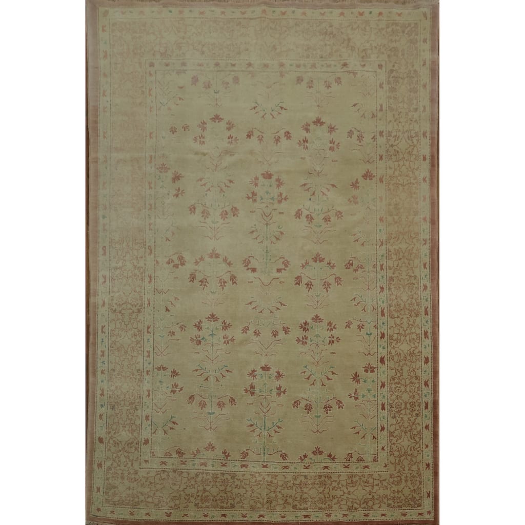 Hand Knotted Oriental 100% Wool Carpet Traditional All-Over Green Ziegler Area Rug - 8' 9'' X 5' 11''