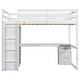preview thumbnail 10 of 28, Full Size Solid Wood Loft Bed with Built-in Wardrobe, Desk, Storage Shelves and Drawers