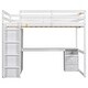 preview thumbnail 10 of 13, White Full Size Solid Wood Loft Bed with Built-in Wardrobe, Desk, Storage Shelves and Drawers