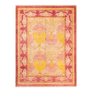 Overton Arts & Crafts, One-of-a-Kind Hand-Knotted Area Rug - Pink, 6' 1" x 8' 3" - 6' 1" x 8' 3"