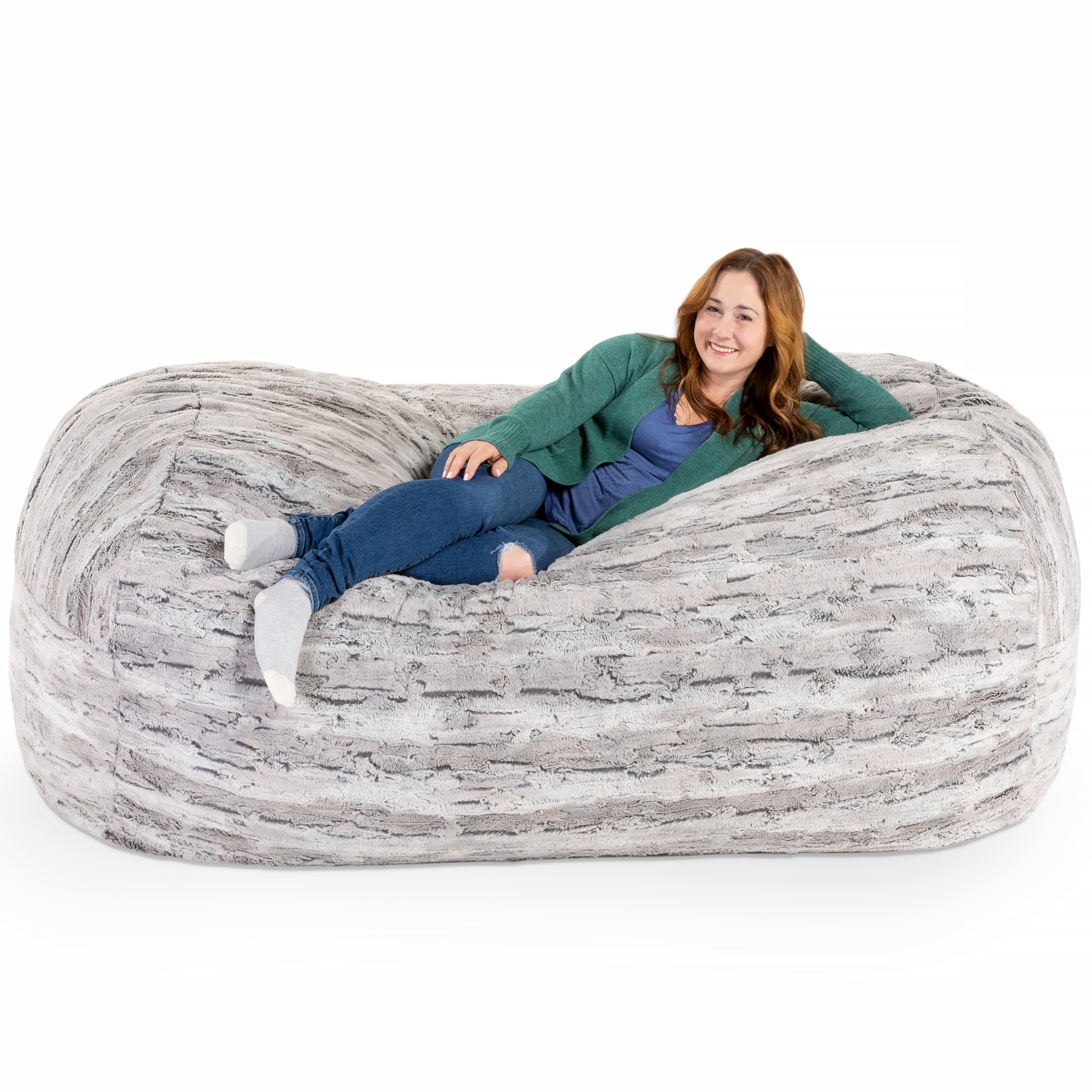 バンクシー Jaxx Grand Lounger 7 Foot Bean Bag Sofa For Adults - Luxe Faux Fur