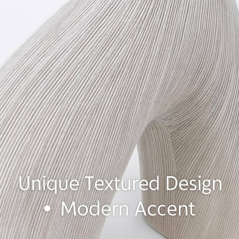 White U Shaped Textured Polyresin Vase for Modern Contemporary Decor