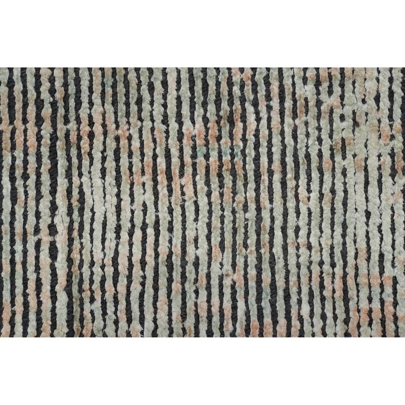 Hand Knotted Oriental Viscose Silk Carpet Modern Abstract Multi-Colored Abstract Area Rug - 9' 1'' X 6' 0''