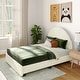 preview thumbnail 1 of 14, Max and Lily Full-Size Upholstered Bed with Arched Headboard Cream
