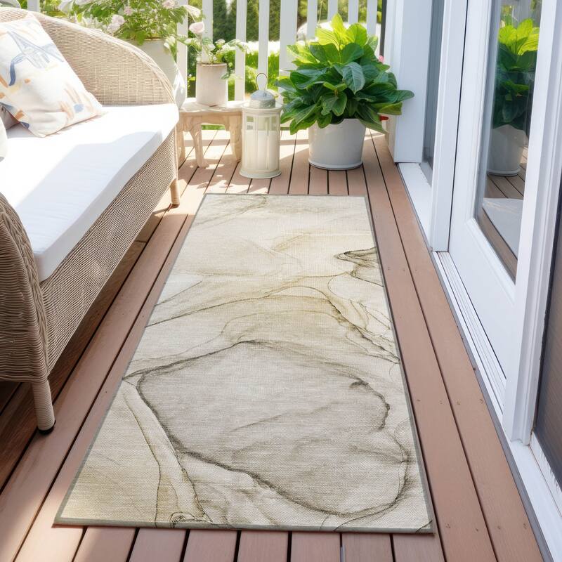 Almiso Artistic Abstract Weather Resistant Classic Meets Modern Outdoor Rug