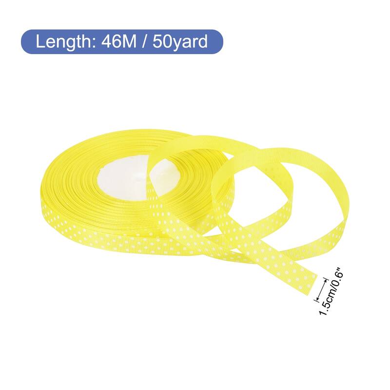 Grosgrain Ribbons with Dots Ribbon Bow Decoration - Lemon Yellow - 50 Yards 5/8 Inch