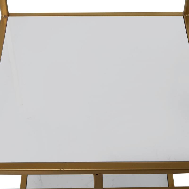 Gold Metal Cube Shelving Unit with 4 Marble Shelves