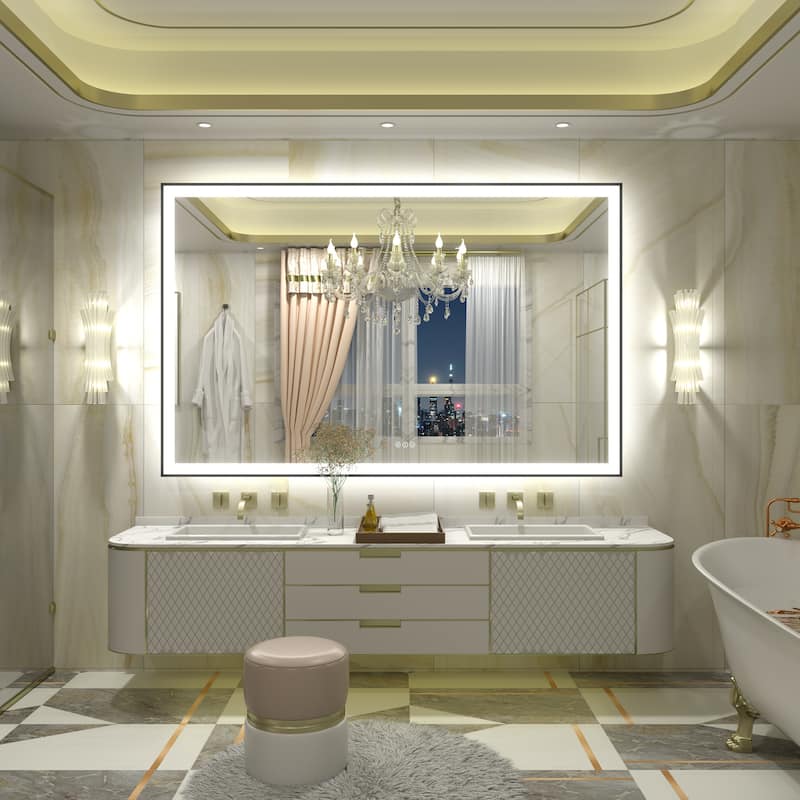 Front & Back LED Anti-Fog Tempered Glass Framed Bathroom/Vanity Mirror 3-Year Warranty