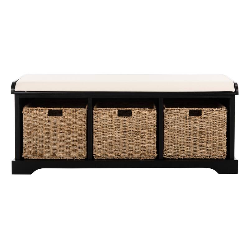 SAFAVIEH Lonan Black/ White Storage Bench - 47" x 16.1" x 19.9"