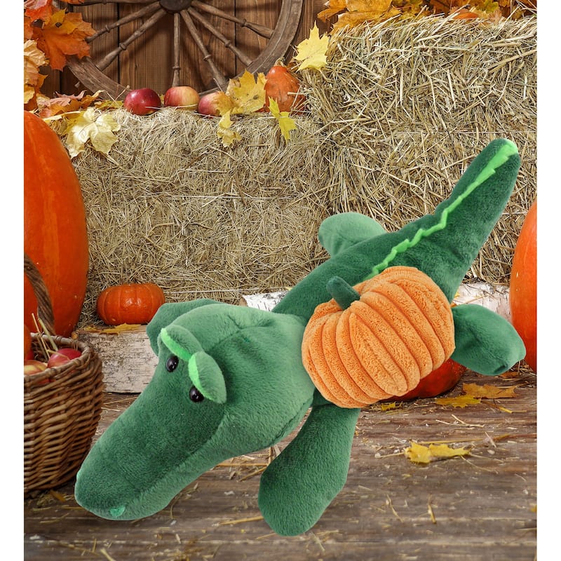 DolliBu Super Soft Alligator Stuffed Animal with Pumpkin Decor Plush - 6 inches