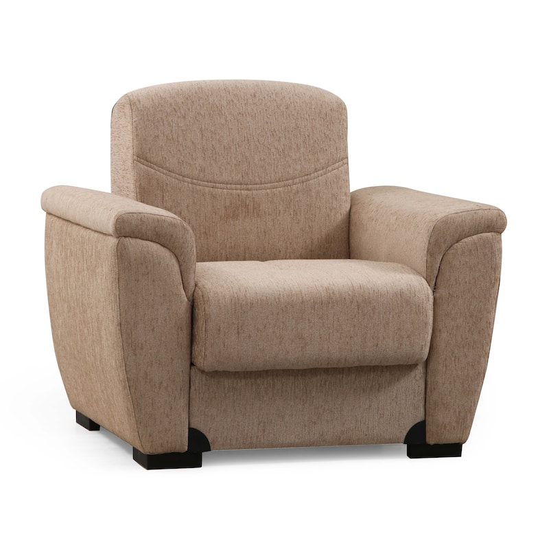 Brooksville Beige Fabric Upholstered Convertible Arm Chair with Storage