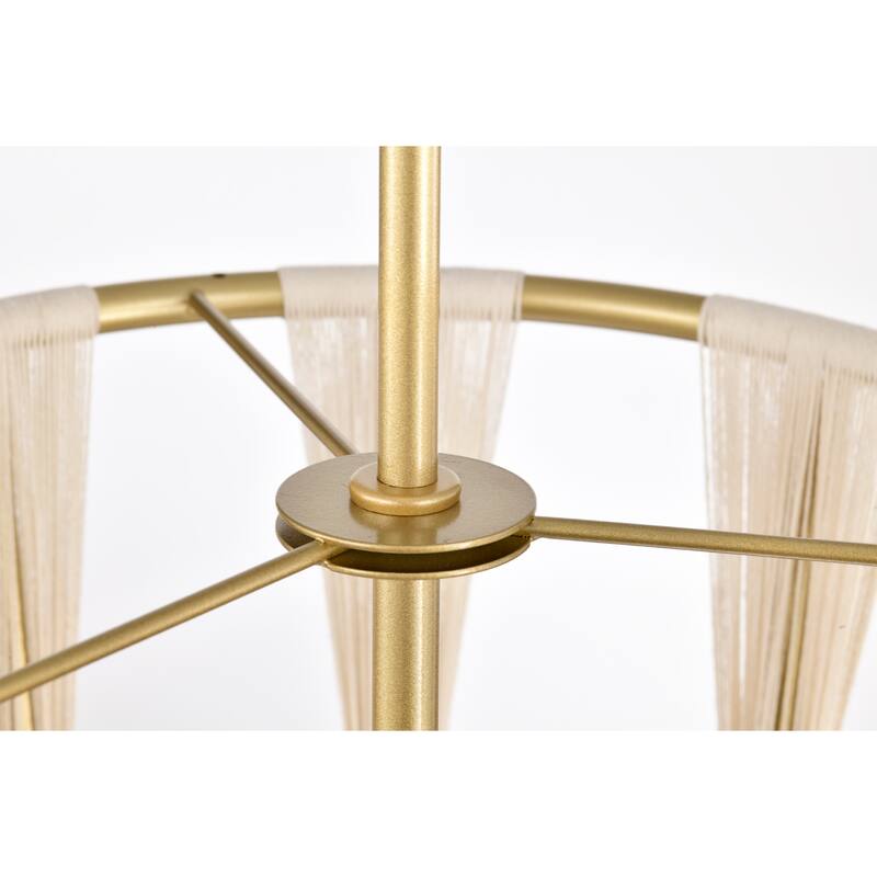 Amara 12 Inch Ivory Rope Gold Pendant with 1 Light
