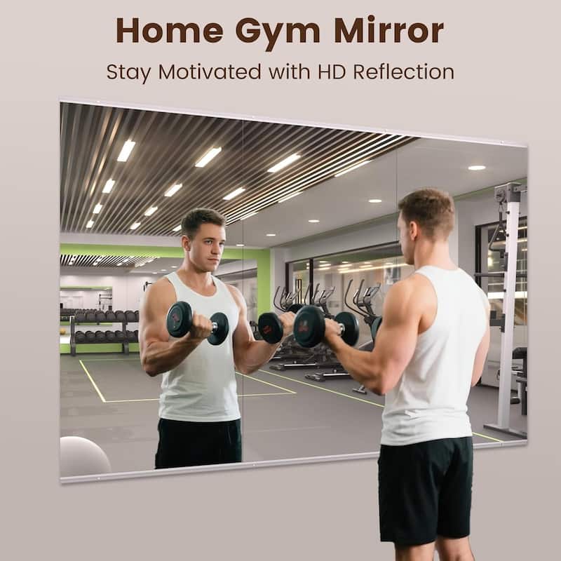 Full Length Tempered Glass Mirror - Rectangular Wall Mirror for Yoga, Gym & Dance Studio(Set of 2/3)