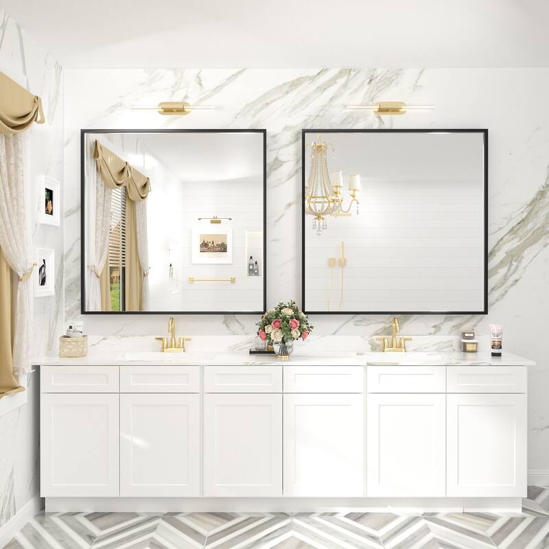 Aluminum Alloy Framed French Cleat Mounted Tempered Glass Wall Vanity Mirror