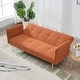 preview thumbnail 10 of 8, Convertible Sofa Couch Orange Sleeper Sofa with Adjustable Backrest, Velvet Folding Sofa Bed with Wood Frame