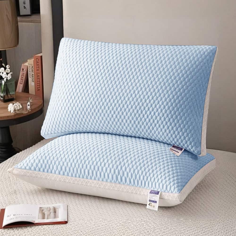 Cooling Breathable Soft Tofu Down Alternative Pillows,Dark Blue(set of 1 or 2) - Dark Blue