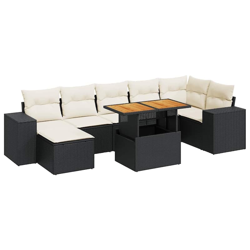 vidaXL Patio Sofa Set with Cushions Conversation Set Outdoor 8 Piece Poly Rattan