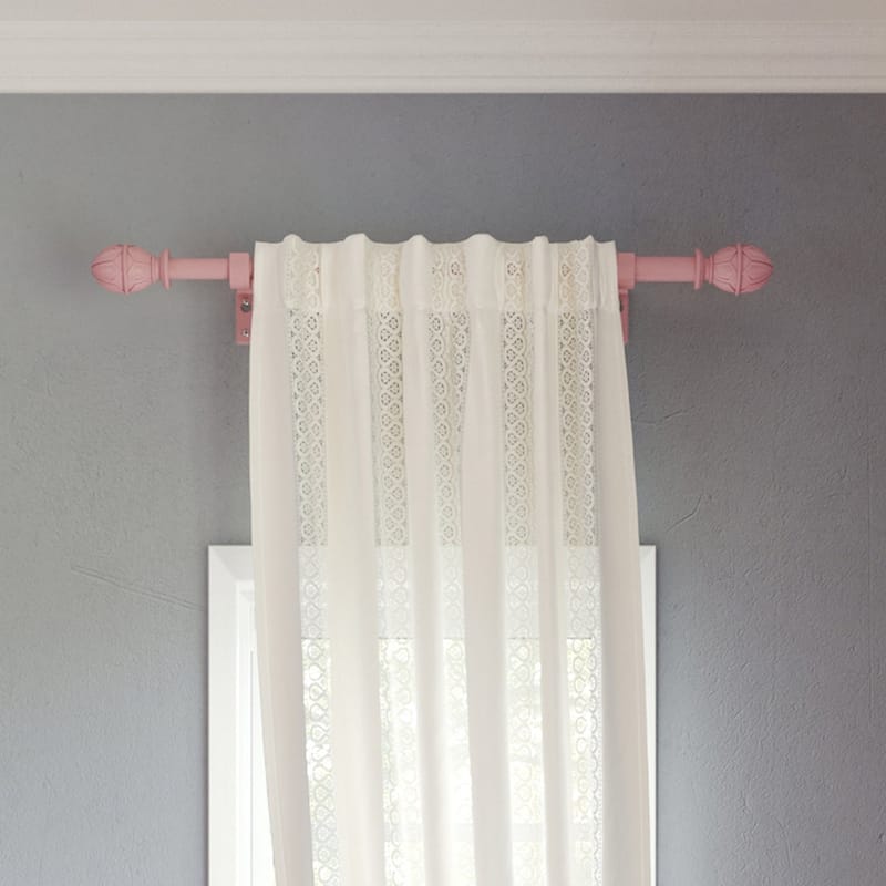 Acroma Metal Adjustable Single Modern Curtain Rod Pink.