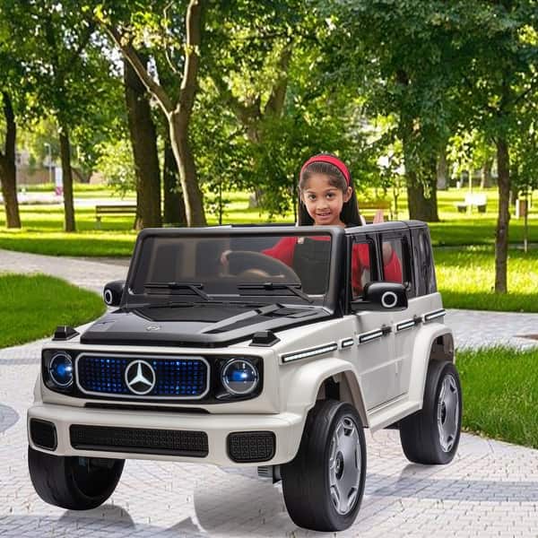 slide 2 of 20, 12V Kids Ride On Car, Licensed Mercedes-Benz EQG White