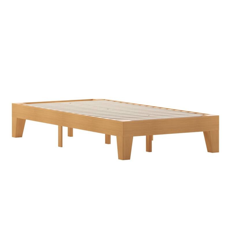Wood Platform Bed with 14 Wooden Support Slats