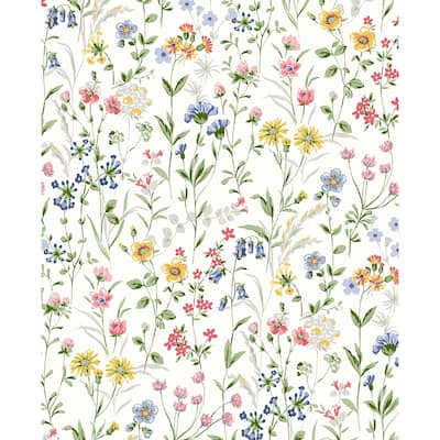 Seabrook Designs Wildflowers Prepasted Wallpaper - 20.5 in. W x 33 ft. L
