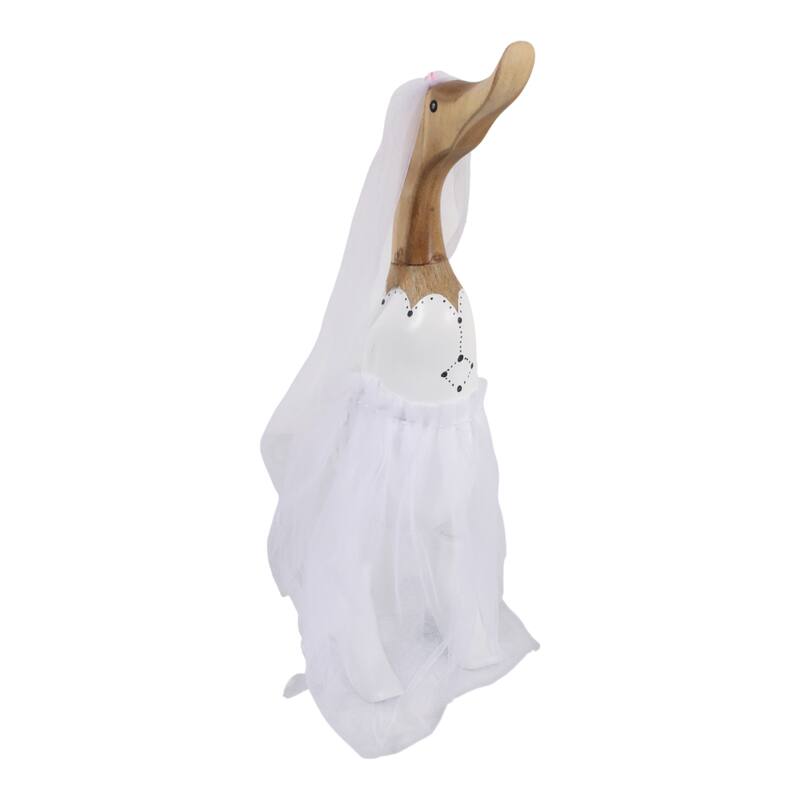Decorative Wooden Wedding Duck Figurine Sculpture - 16.0"