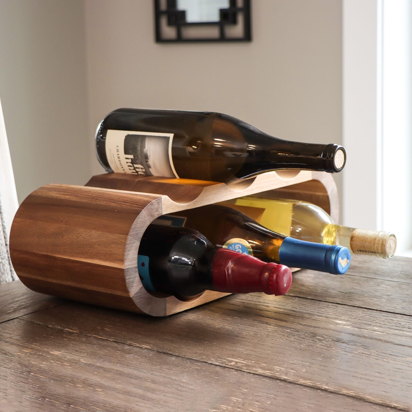 6 Bottle Horizontal Acacia Wooden Wine Rack On Sale Bed Bath Beyond 39176021