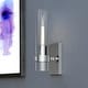 preview thumbnail 1 of 7, Bari 1 Light Contemporary Wall Sconce with Clear Cylinder Glass - 4.75-in W x 13-in H x 4.5-in D Chrome - 4.75-in W x 13-in H x 4.5-in D