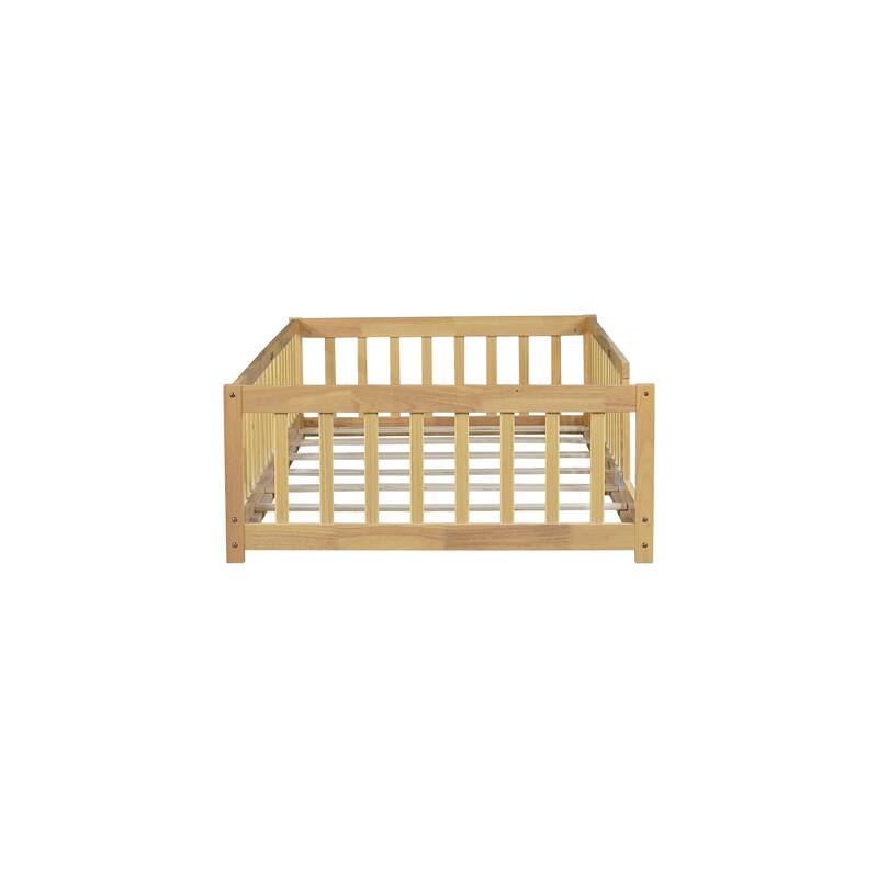 Twin Size Floor Bed with Fence without Door