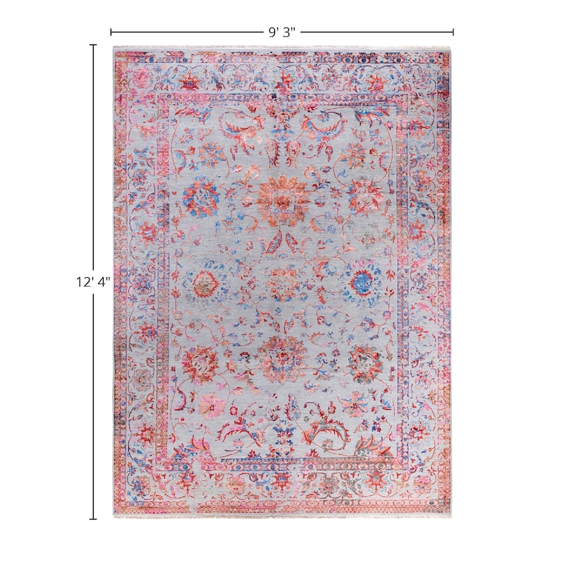 Ikat One-of-a-Kind Hand-Knotted Area Rug, Gray - 9' 3" x 12' 4"