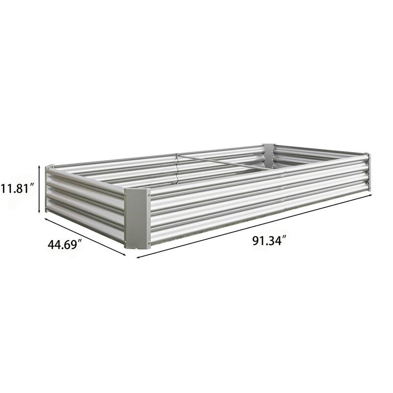 Large Galvanized Metal Raised Garden Bed Open Bottom Rust-Resistant