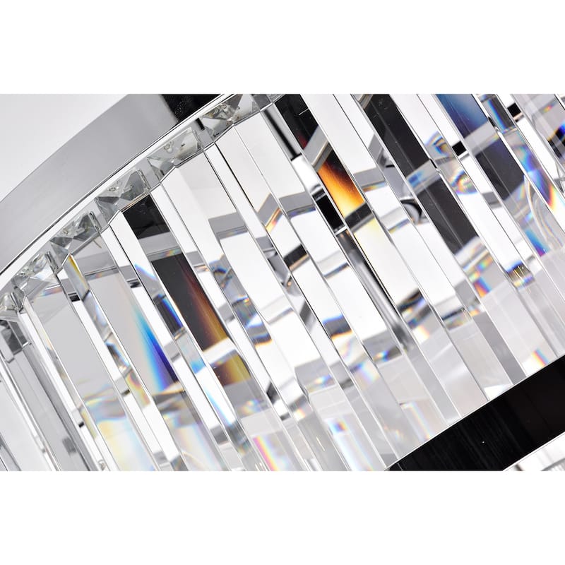Dario Chrome Ceiling Fan 30-Inch 6-Light Metal & Crystal Drum Shade (Includes Remote)