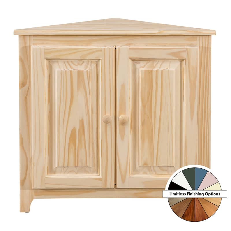 Arch+Haven Solid Wood Corner Cabinet - Unfinished