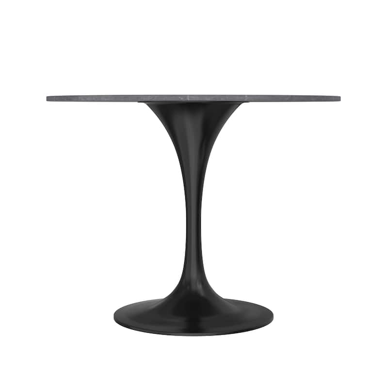 Verve Dining Table with a 36" Round Stone Tabletop in Black Steel - 35.43