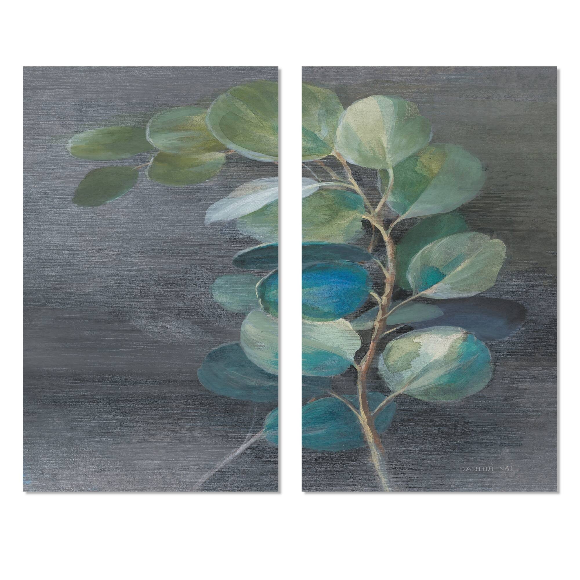 Designart "Fresh leaves II" Traditional Canvas Wall Art Print 2 Piece
