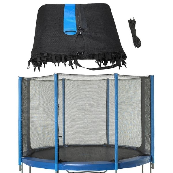 slide 2 of 5, Machrus Upper Bounce Trampoline Replacement Net, For 14' Round Frames Using 8 Straight Poles, Installs Outside of Frame-NET ONLY