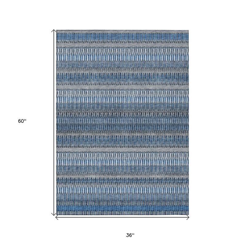HomeRoots Striped Transitional Rectangle Outdoor Rug