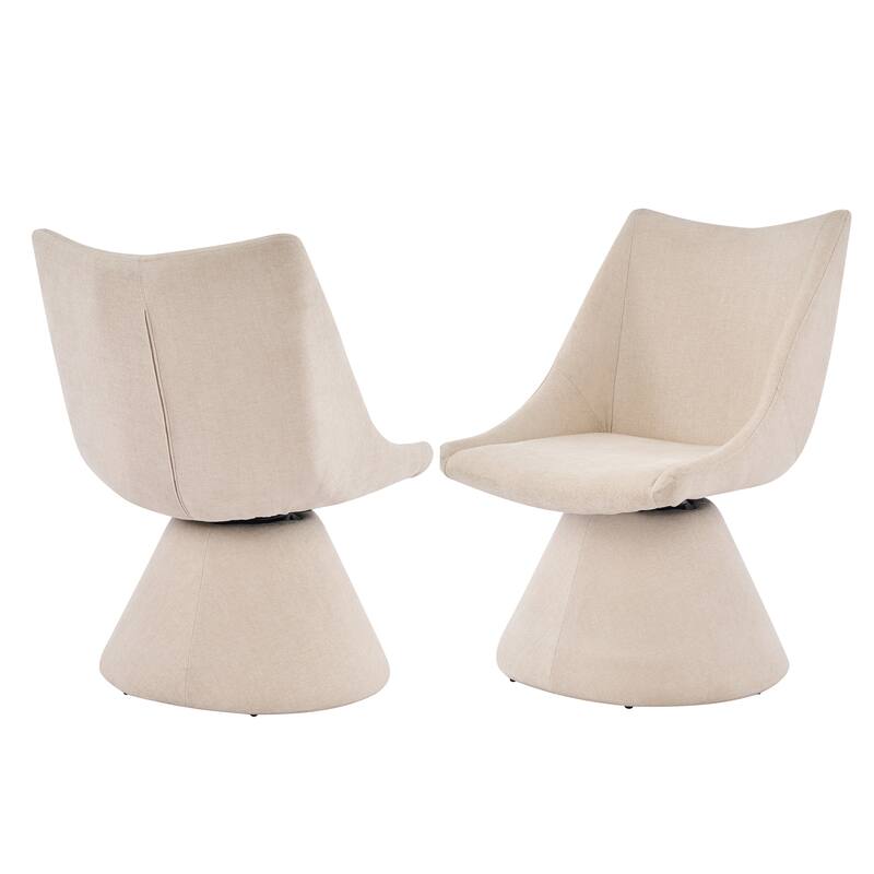 Christopher Knight Home - Modern 180° Swivel Upholstered Dining Chairs Set with Metal Frame & Wrap-round Design, Set of 2
