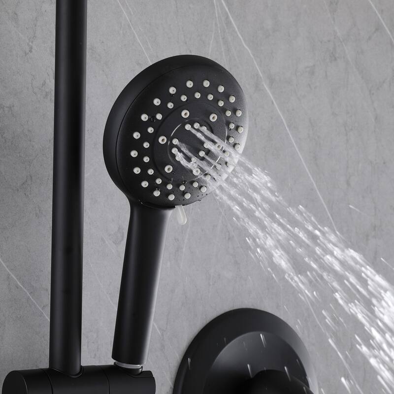 Modland 5-Spray Shower System - 10" Rainfall, Pressure Balance Valve, Matte Black/Gold/Nickel