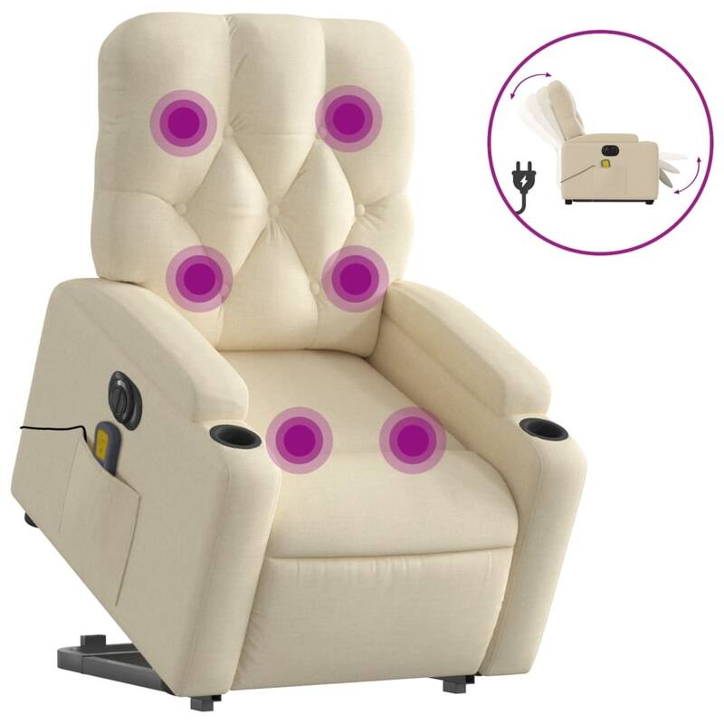 vidaXL Stand up Massage Recliner Chair Power Lift Wingback Armchair Fabric