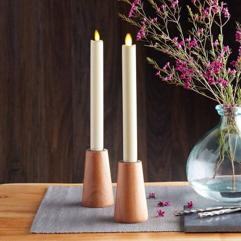 LUMINARA - Flameless Candle Tapers - Melted Top Unscented (Set of 2) - 1.0" x 9.5" (Available in 3 colors)