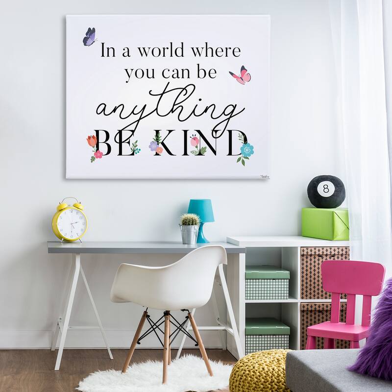 Stupell Floral & Butterflies Be Kind Canvas Wall Art Design By Gigi Louise