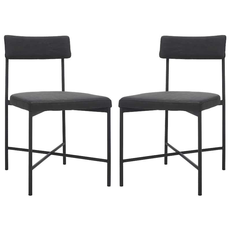 SAFAVIEH Lulah Modern Faux Leather Dining Chair (Set of 2) - 19.3" W x 22.5" L x 35" H - 19Wx23Dx35H