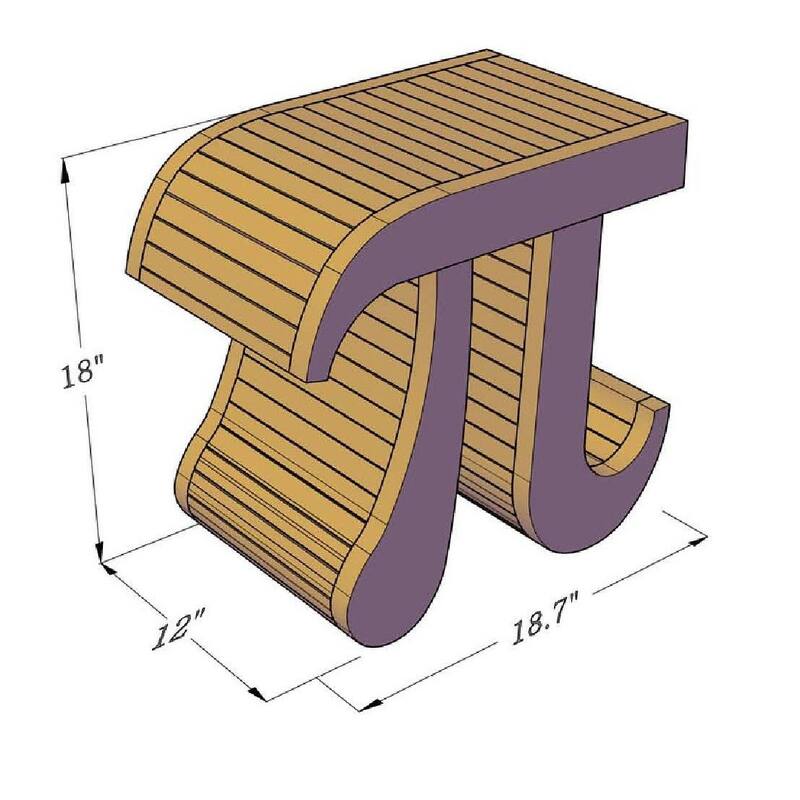 Patented Pi-Shaped Teak Bench