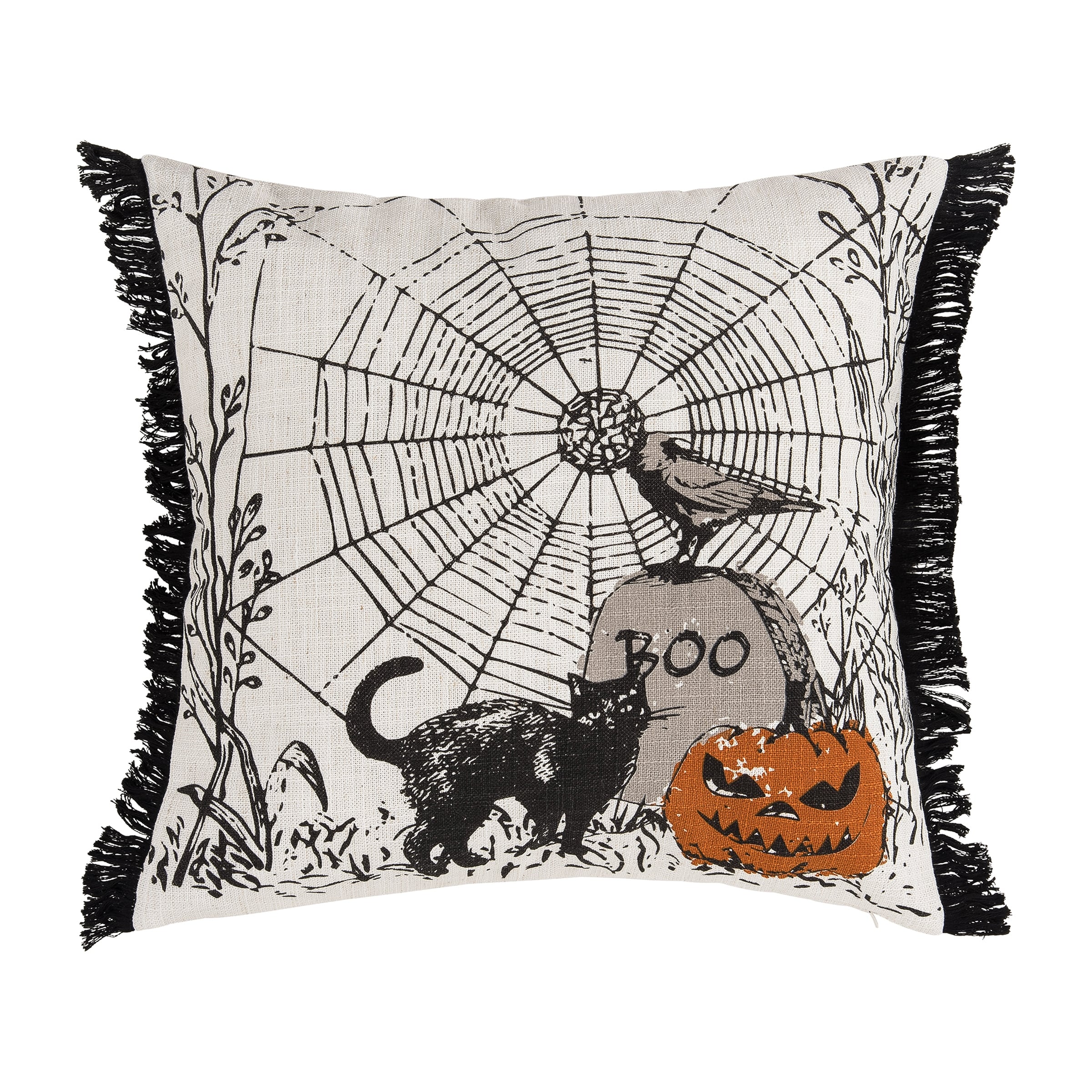 C&F Home 8 x 8 Jack-O-Lantern Petite Hooked Halloween Throw Pillow