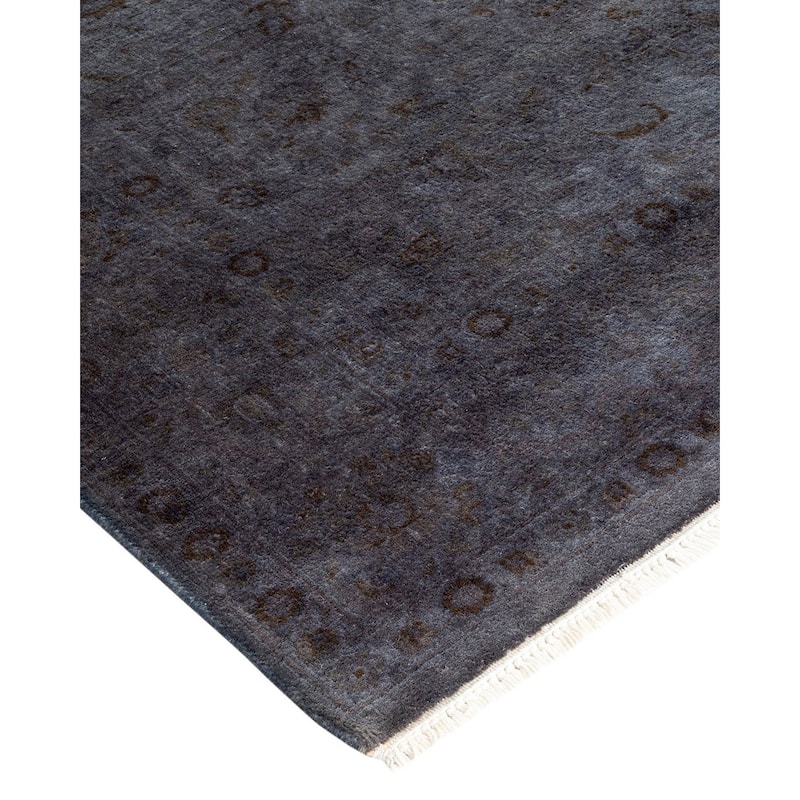 Overton Hand Knotted Wool Vintage Inspired Modern Contemporary Overdyed Gray Area Rug - 4' 2" x 6' 1"
