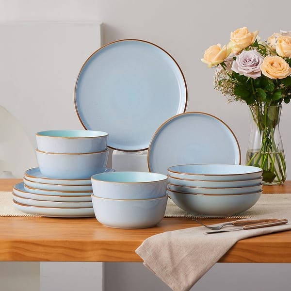 vancasso RENO 12-Piece & 16-Piece Stoneware Dinnerware Sets - Blue - 16 Piece